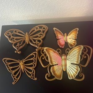 Vintage Syroco Butterfly Wall Hangings .